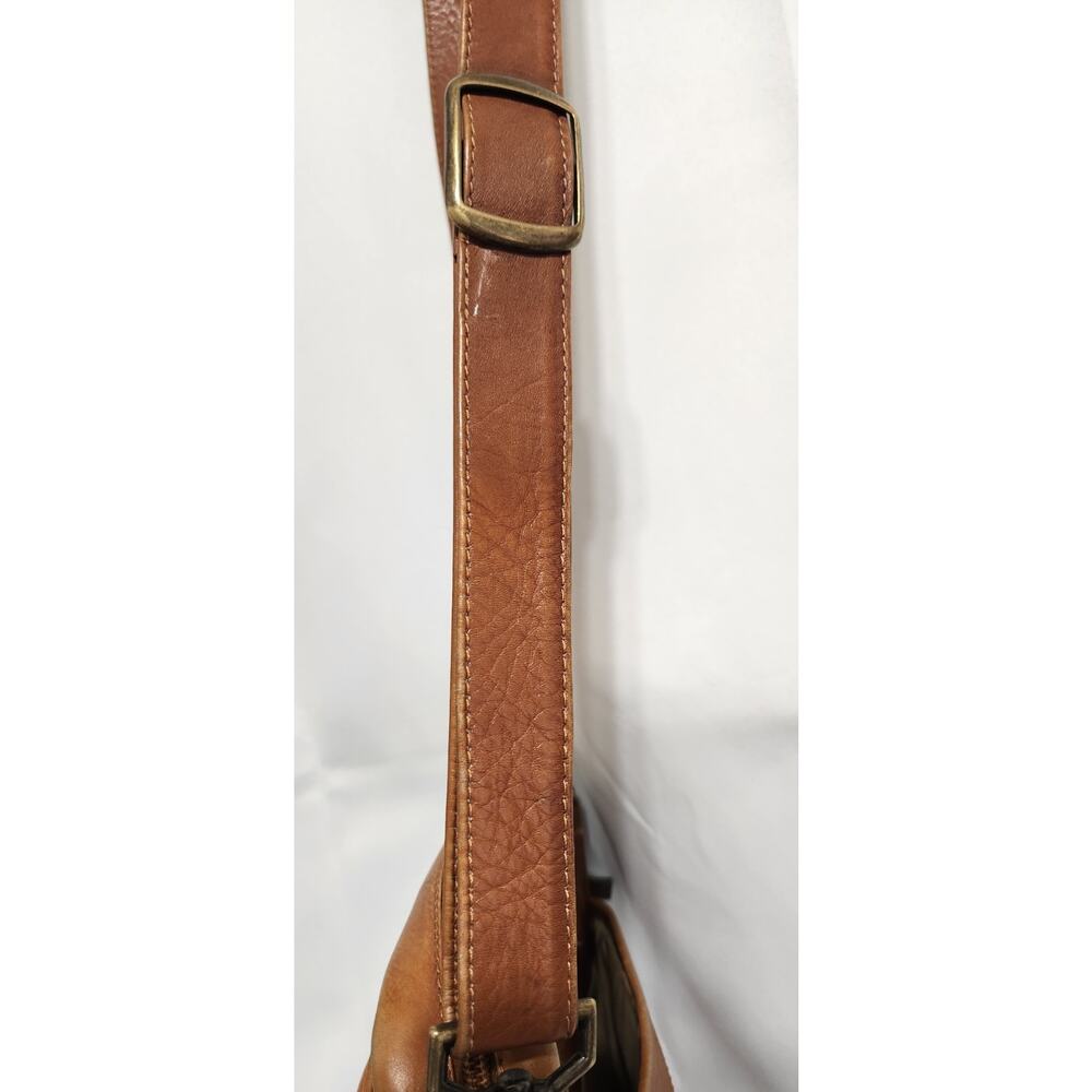 Claire Chase Manbag Saddle Tan Leather Crossbody Strap Beautiful Patina - Picture 5 of 11